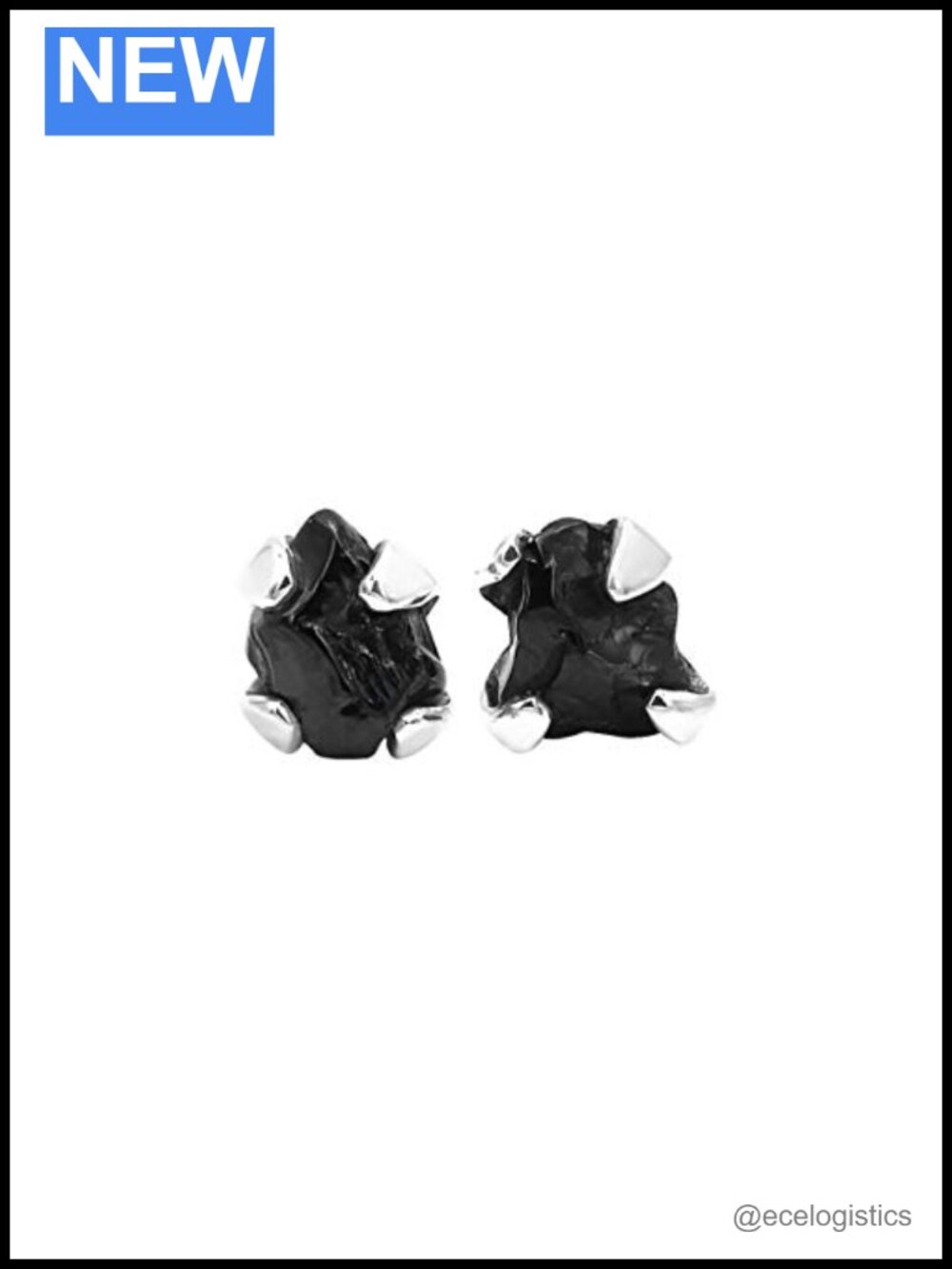 Rough Shungite Crystal Post Earrings in Fine Sterling Silver